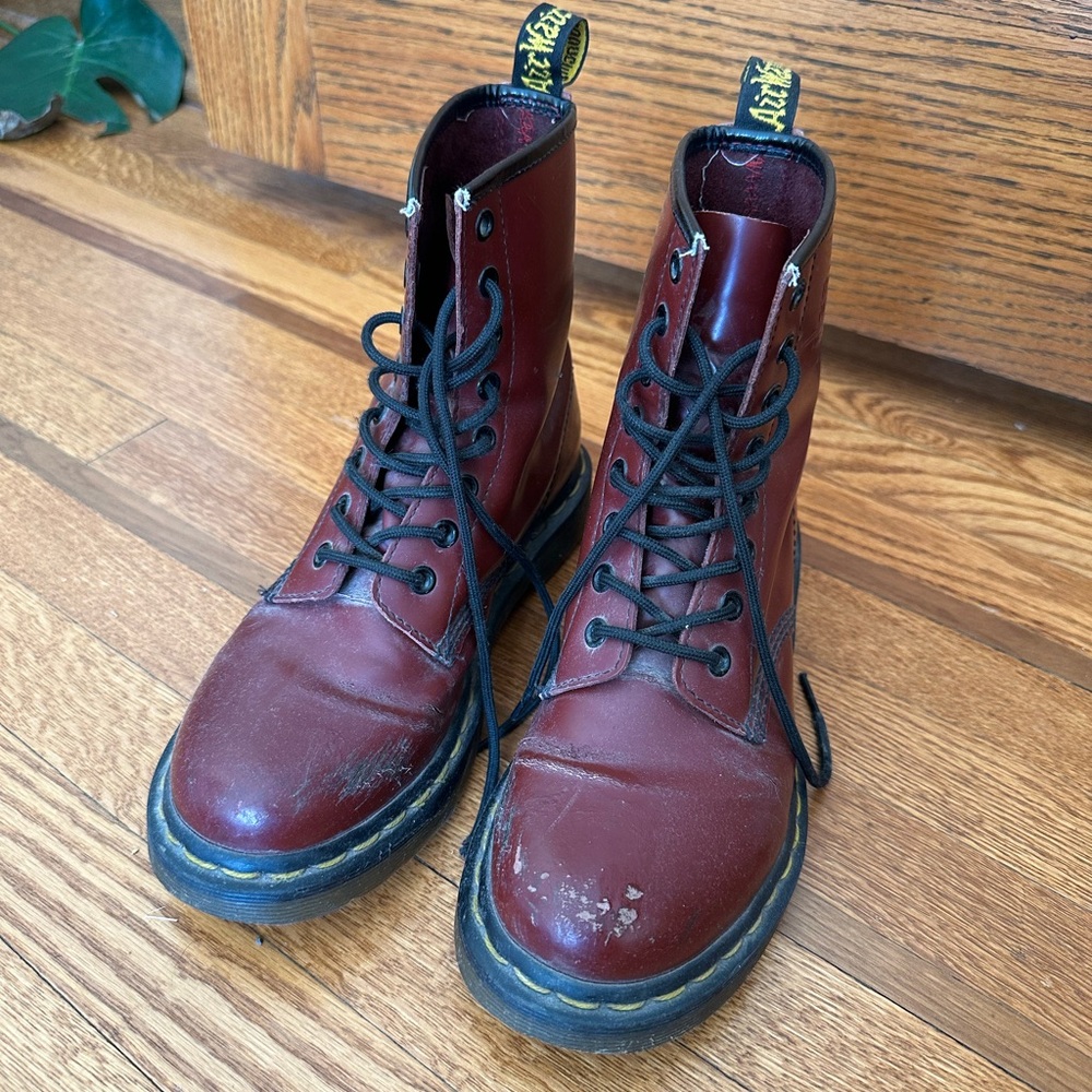Dr. Martens Burgundy Leather Boots